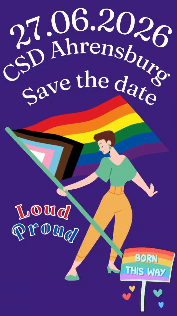 Video fallback image Dancing Wonman with Pride Flag Save The Date CSD Ahrensburg 2026